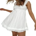 thumbnail image 3 of Women Casual Mini Dresses Lace Dress Backless Bandage A Line Swing Mini Dress, 3 of 6
