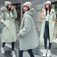 thumbnail image 2 of Viikei Winter Jackets Women Cotton Jacket for Women Women Plus Size Jackets and Coats Winter Warm Fashion Long Solid Slim Fur-Collar Zipper Thicker Down Jacket Coat, 2 of 9