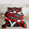 thumbnail image 3 of Manfei Abstrat Geometric Lines Full Size Comforter Sets,Gred Gray Black Bedding Comforter Set,Geometric Striped Circle Bedding Sets For Teens,Luxury Bedroom Decor Reversible,3 Pieces, 3 of 9