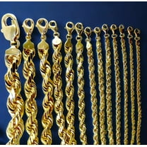 14K Yellow Gold Solid Rope Chain Necklace Diamond Cut Real Men Women Jewelry (6.0mm | 20 Inches)