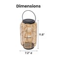 thumbnail image 3 of Outdoor Solar Rattan-Style Portable LED Lantern with Handle, 3 of 10