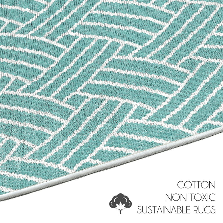 Sussexhome Lattice Collection Cotton Heavy Duty Low Pile Area Rug