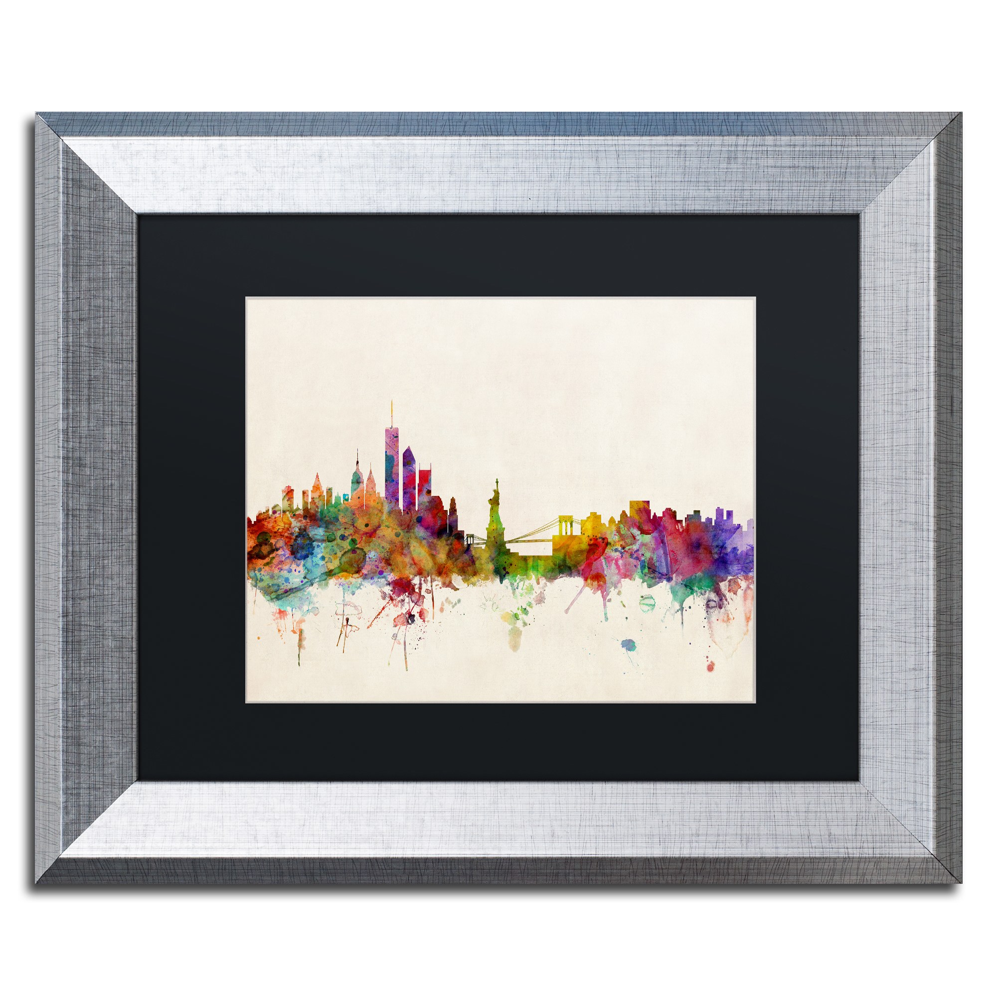 Trademark Fine Art "New York, New York" Canvas Art by Michael Tompsett Black Matte, Silver Frame
