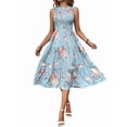 thumbnail image 4 of Women'S Summer Floral Mid-Length Dress Ruffle Sleeve Smocked Sundress Flowy Wedding Guest Dresses Flower XL, 4 of 9