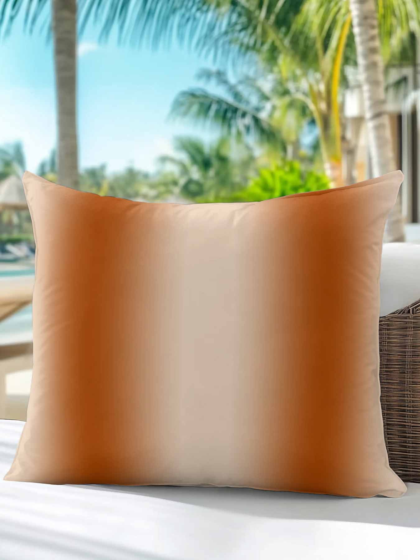 Outdoor Pillows Waterproof, Burnt Orange Ombre Bedding Throw Pillows with Insert for Couch Sofa Bed, Modern Abstract Art Farmhouse Gradient 16x16 Inch Pillowcases Decorative Patio Pillow Set of 1