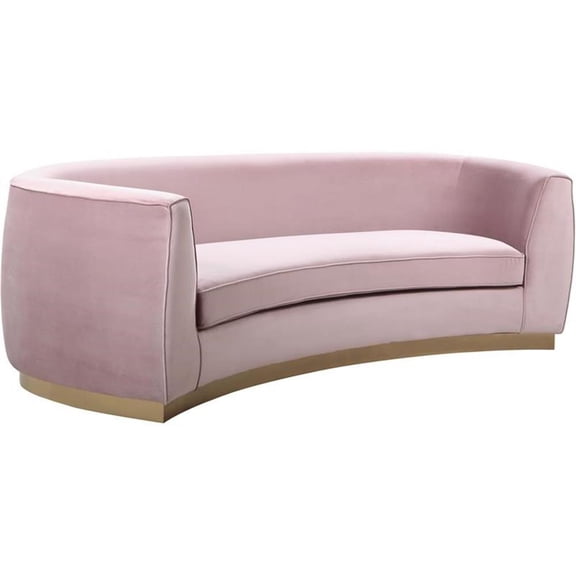 Meridian Furniture Julian Contemporary Velvet Sofa in Pink