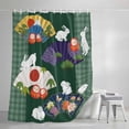 thumbnail image 4 of Fans Rabbits Shower Curtain, 36" x 72", Japanese Colored Fans Rabbit Tumbler Dark Green Plaid Waterproof Bathroom Curtain Washable Shower Curtain Set with 12 Hooks, 4 of 8
