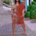 thumbnail image 2 of asddcavvf Robes pour Femmes Grande Taille Imprimé Floral Col en V Confortable Robe Ample Courte Sle, 2 of 6
