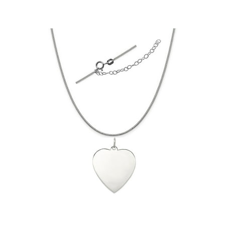 Satin Silver Heart - Sterling Silver Anti-Tarnish Treated Heart Polish Front and Satin Back Disc Necklace