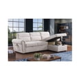 thumbnail image 3 of Hugoo 97"W Beige Chenille Reversible Sleeper Sectional Sofa Chaise w/USB+Pockets, 3 of 6