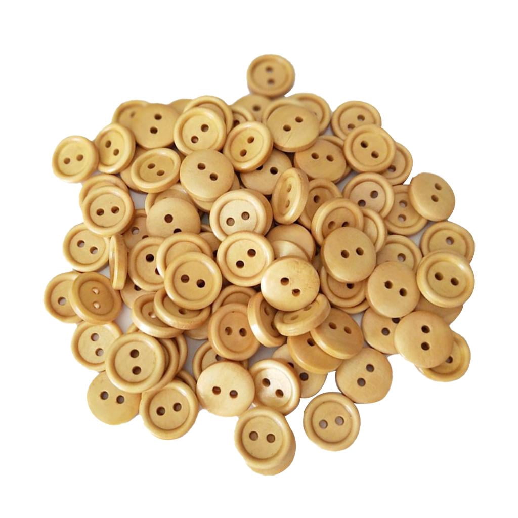 Abbraccia 5x100Pcs Vintage 2 Holes Wood Buttons for Sewing Scrapbooking Dark Brown 15mm 5 Pcs
