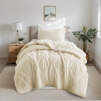 Regency Heights Twin/Twin XL Quilted Fluffy Comforter Set, 2-Piece Double Diamond Quilted Spring Bedding Sets, Textured Cozy Comforter Bed Set with with Pillow Shams, Ivory