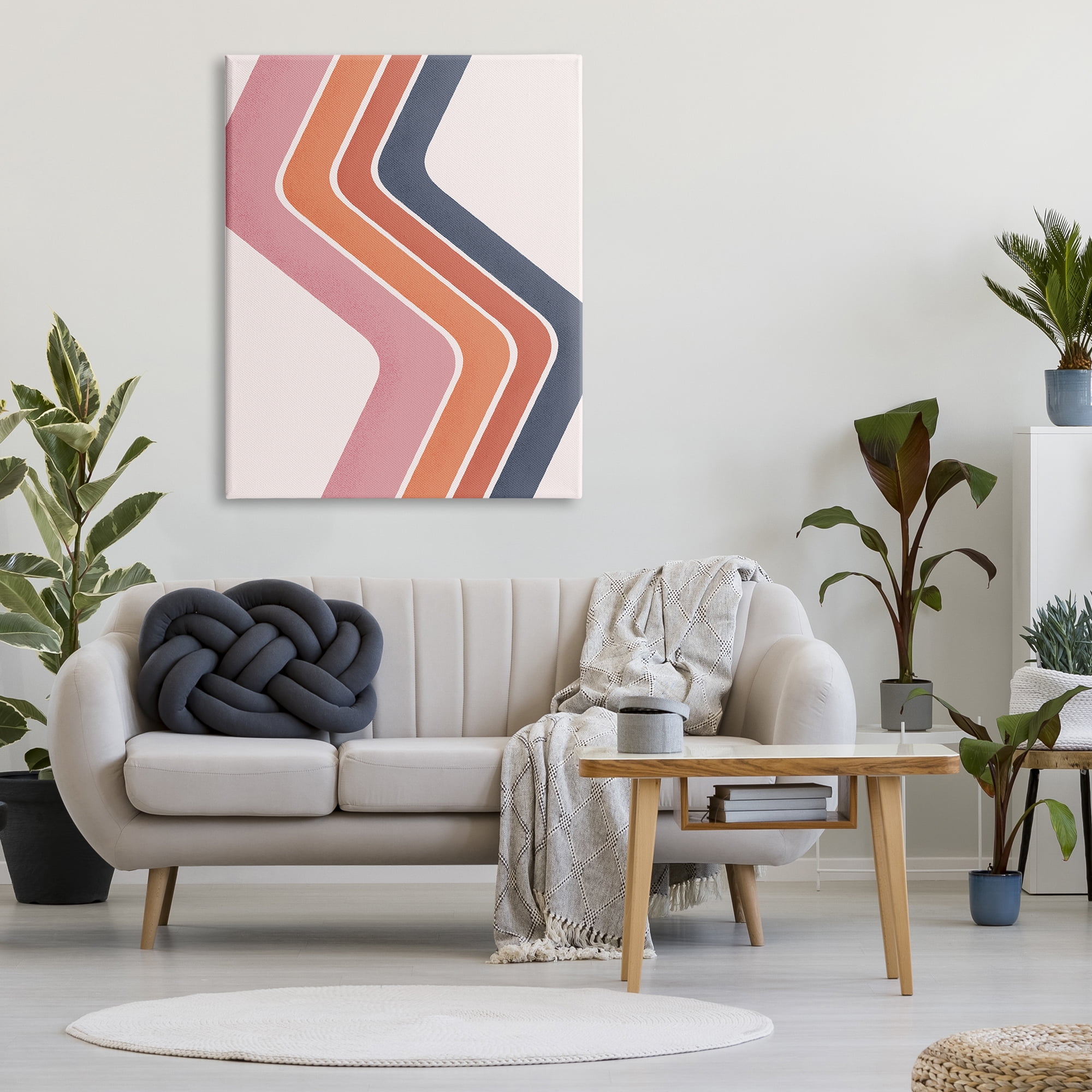 Stupell Industries Retro Smooth Stripe Lines Vintage Shapes Pattern Graphic Art Gallery Wrapped Canvas Print Wall Art, Design by JJ Design House LLC
