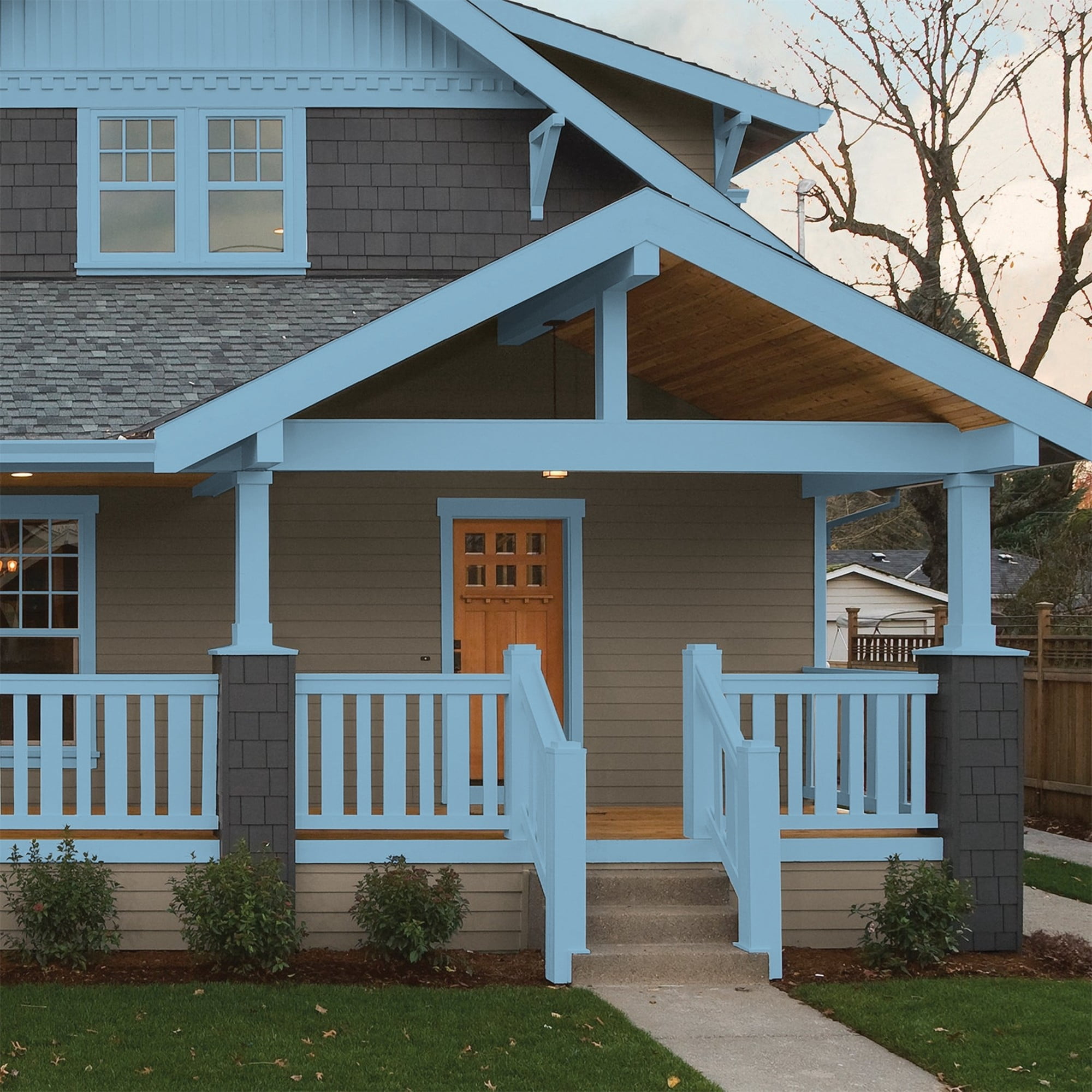 Glidden One Coat Arabella / Blue Semi-Gloss Exterior Paint with Primer, 5 Gallon