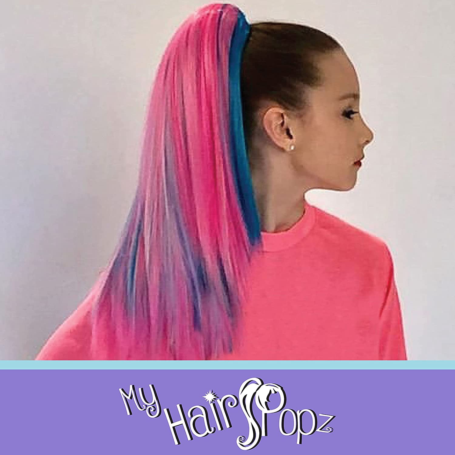 My Hair Popz Colorful Clip-in Hair Extensions for Kids - Rainbow Unicorn Hair Accessories for Girls