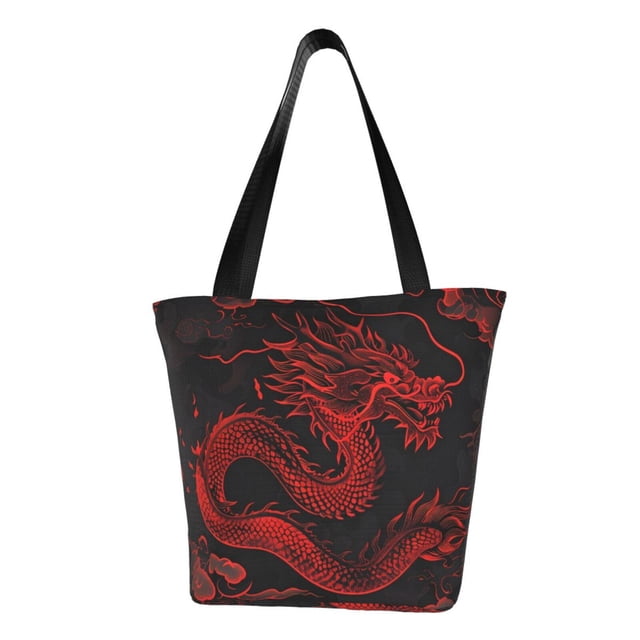 Disketp Red Dragon On Black Bolsa de Hombro Casual para Mujer, Bolso Cruzado para Compras, Viajes y Uso Diario