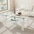 thumbnail image 2 of Taoruifang white Rectangular Glass Coffee Table with 2-Tier Storage, 2 of 18