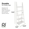 thumbnail image 3 of PJ Wood 5 Tier Wooden Ladder Shelf Organizer Bookcase Display Stand for Home Office, White, 3 of 9