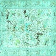 thumbnail image 1 of Ahgly Company Machine Washable Indoor Square Persian Turquoise Blue Traditional Area Rugs, 8' Square, 1 of 4