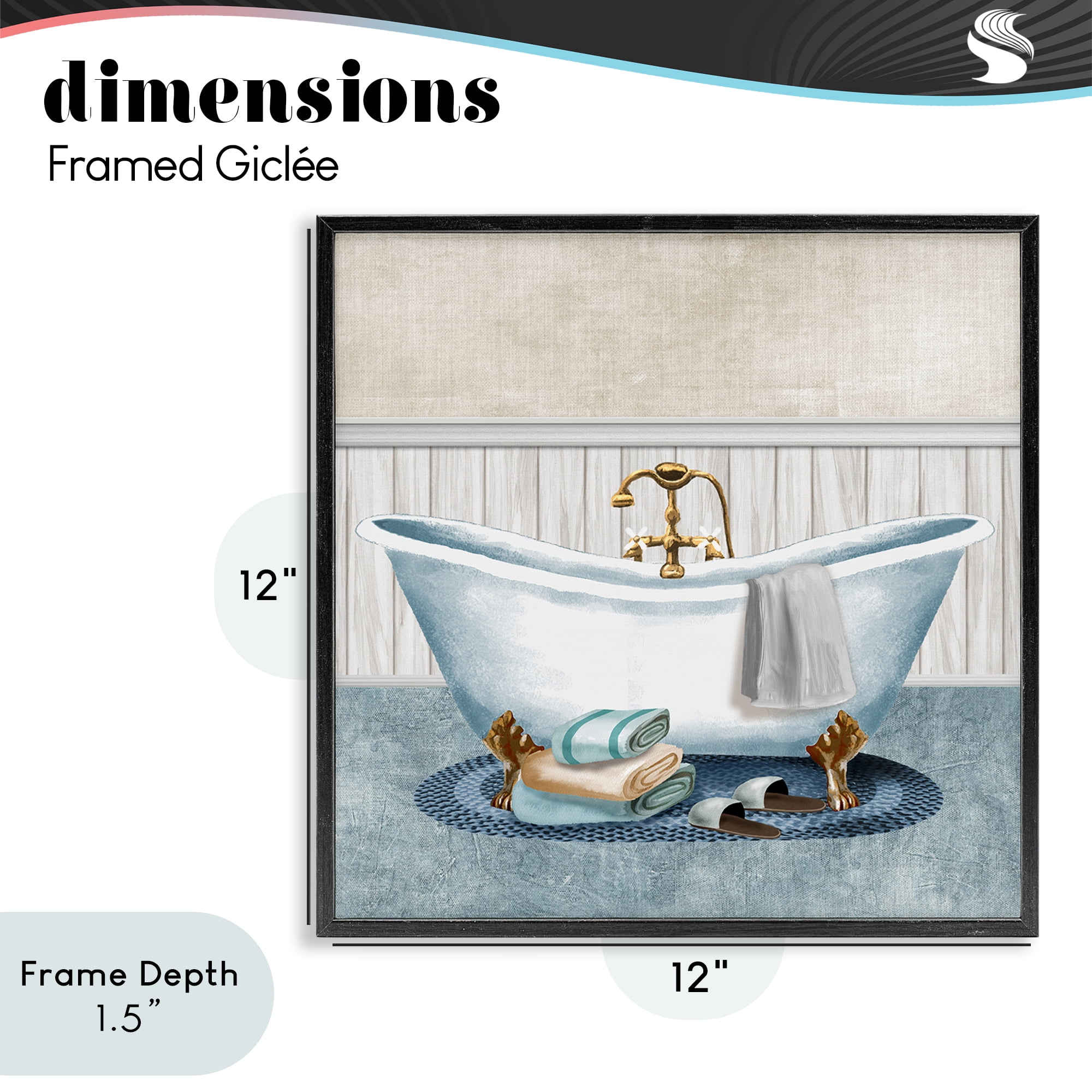 Stupell Industries Cozy Spa Bathtub & Slippers Black Framed Giclee Art, design by Conrad Knutsen