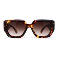 thumbnail image 3 of Lunettes de Soleil Minimalistes pour Femmes, Géométriques, Carrées, Rectangulaires, en Plastique, Écaille, Brun, 3 of 4