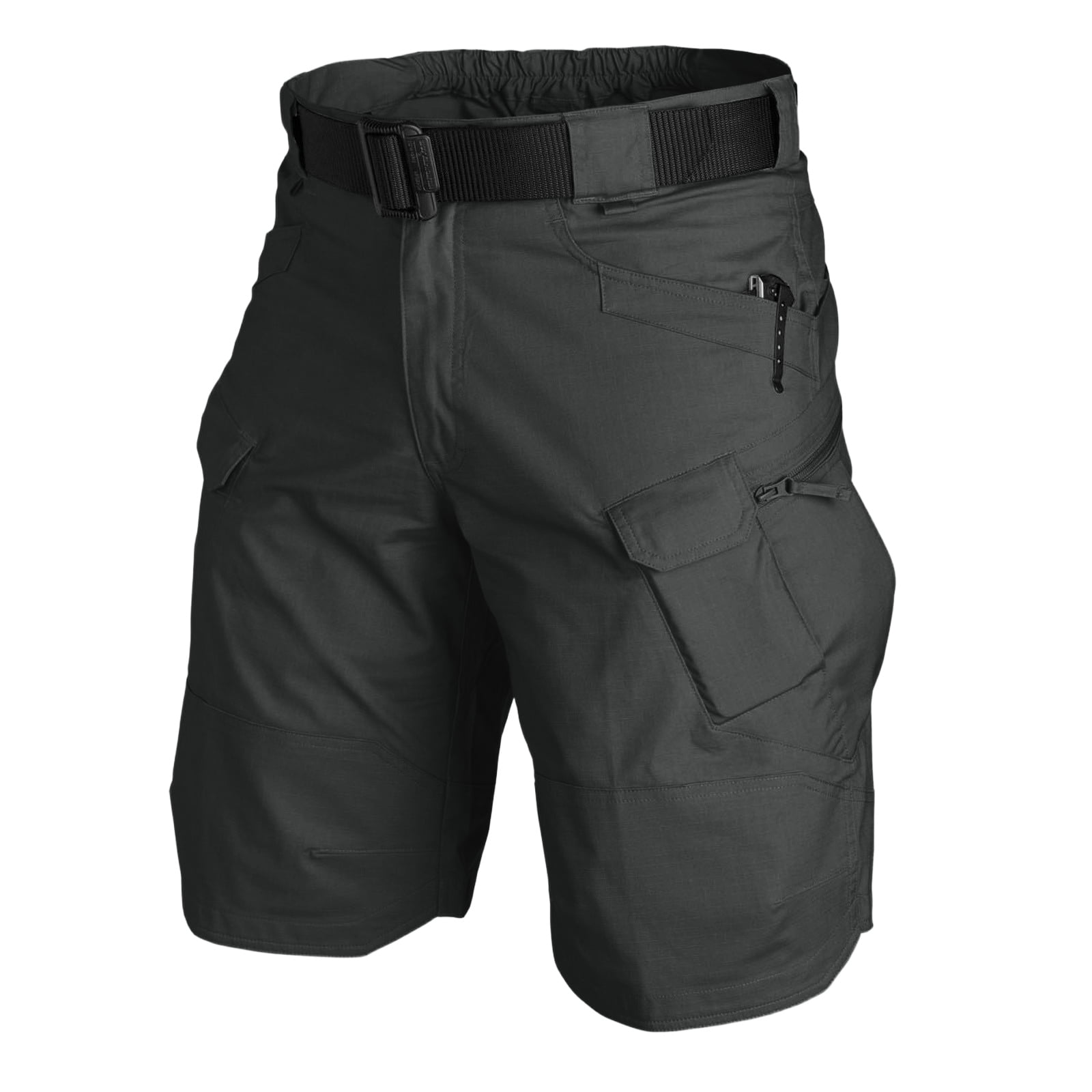 Mens Swim Trunks Men's Casual Resort Tactical Multi-Pocket Cargo Shorts Workwear Utility Crop Pants with Hook and Loop Patches Summer Outdoor Hiking Fishing Shorts Black M