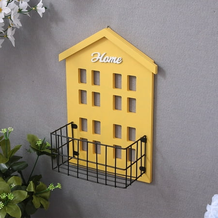 

Doolland Small House Wall Hanging American Retro Decorative Hook Red/Gray/Yellow/Blue Firmness And Durability Iron Wooden Signs