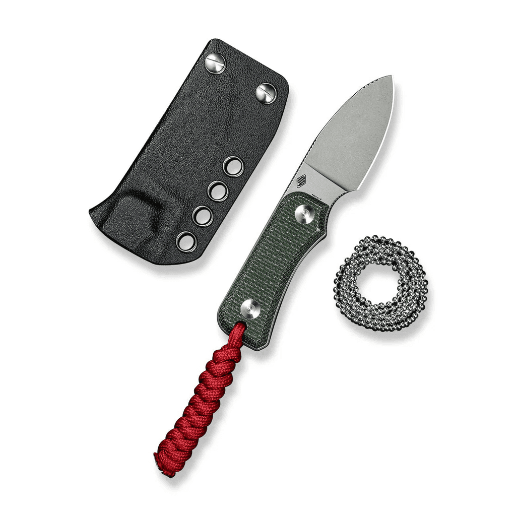 CIVIVI Fixed Blade Knife 2.39" Nitro-V Blade Small Baby Banter Designed by Ben Petersen, Lanyard and Chain Included C23045-2 (Green)