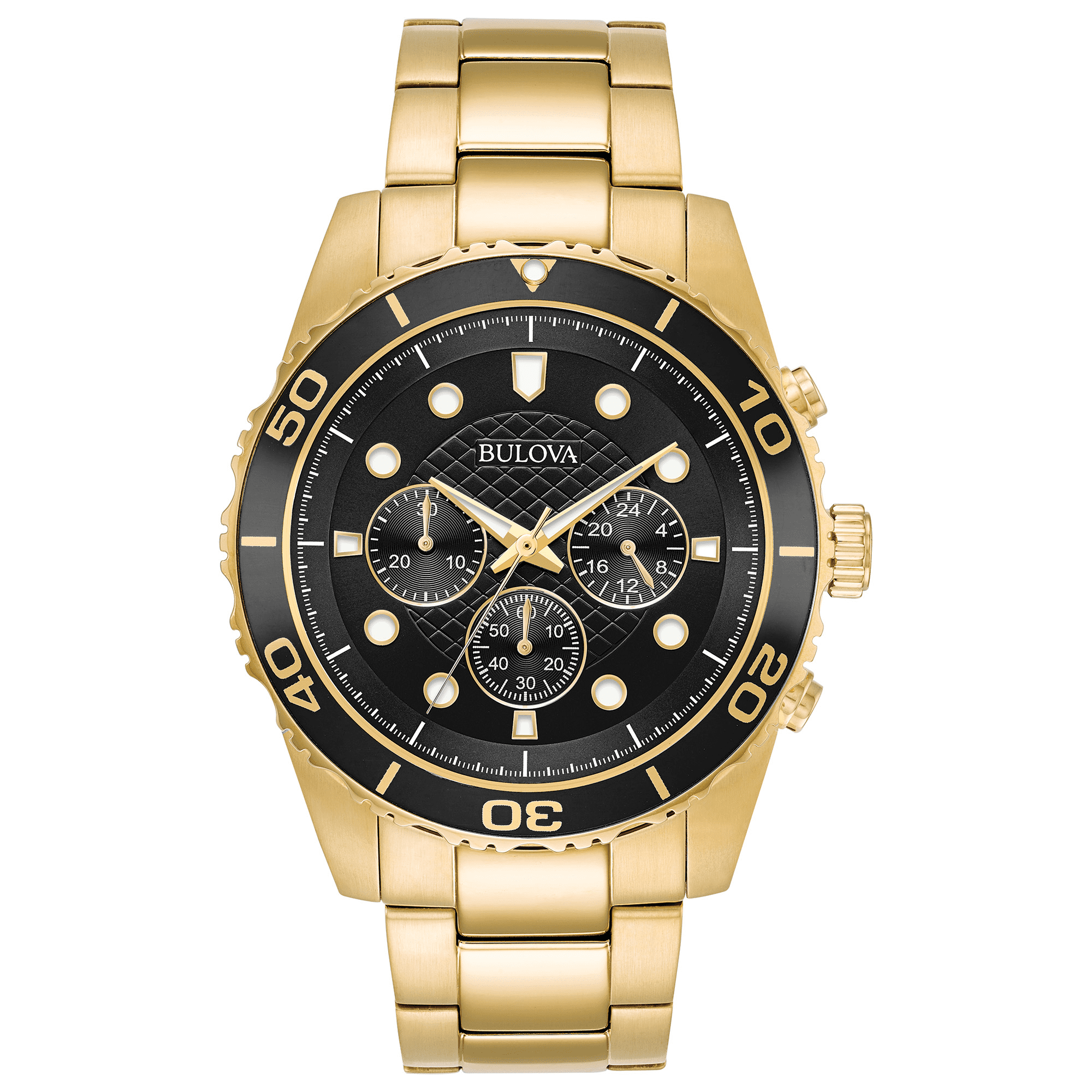Bulova Men s Two Tone Chronograph Blue Dial Bracelet Watch 98A170 Walmart