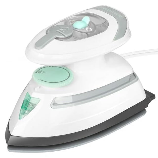 BEAUTURAL Mini Plancha de Vapor de Viaje para Ropa con Doble Voltaje, Control de Temperatura, Base Antiadherente y Almacenamiento de Cable, Ideal para Costura, Acolchado y Manualidades