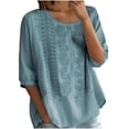 thumbnail image 5 of Sexlip Women's T-Shirt Round Neck Short Sleeve Loose Fit Breathable Comfortable Wear All Occasion Use Soft Comfortable Blue XXL, 5 of 9