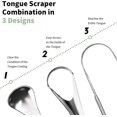 thumbnail image 3 of Raspador de lengua Yjmei 3 piezas acero inoxidable CHAO Raspador dental adultos, 3 of 5
