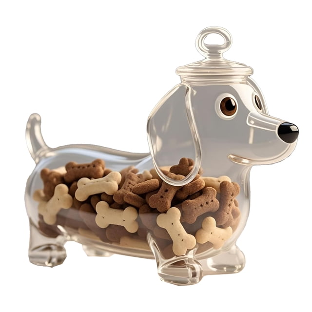 Naiovety Tarro de dulces para perros, recipiente de vidrio para perros y frasco sellado con forma, vidrio transparente cubierto - Ideal para Organizadores de utensilios de cocina