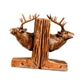 thumbnail image 2 of Fancyes 2 Pieces Elk Head Statues Decorative Figurines Bookends Tabletop Ornaments Book Ends for Desk Office Birthday Gift Home Decor Light Brown, 2 of 8