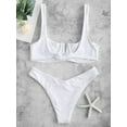 thumbnail image 3 of ZAFUL for Women Shirred V Wired Bikini Set White M, 3 of 6
