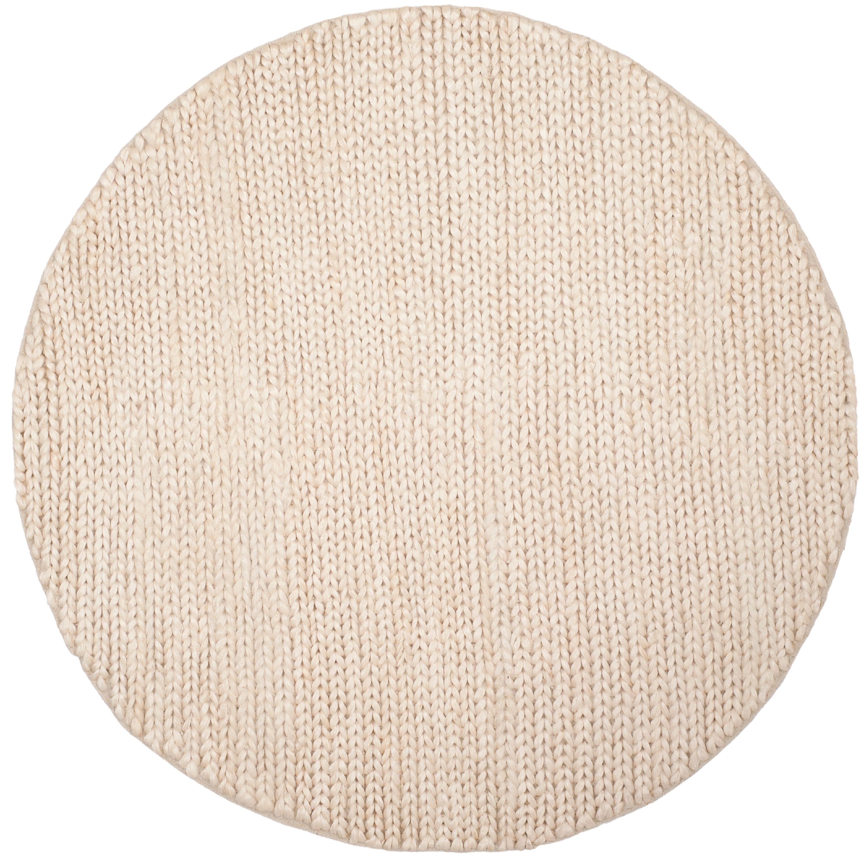 SAFAVIEH Natural Fiber Robbie Braided Jute Area Rug, Ivory, 6' x 6' Round