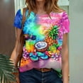 thumbnail image 4 of GSPCLAM Hawaiian Shirts for Women Plus Size Crew Neck T Shirts for Beach Short Sleeve Summer Lightweight Tops and Blouses Dressy Casual Multicolor XXL, 4 of 9