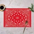 thumbnail image 2 of Red and White Bandana Placemats for Kitchen Dining Table Set of 4 Floral Style Pattern Linen Washable Heat Resistant Place Mats, 2 of 3