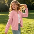 thumbnail image 4 of FAIWAD Girls School Uniform Knit Cardigan Kids Unisex Classic Solid Color Long Sleeve Button Down Sweater Cardigan, 4 of 9