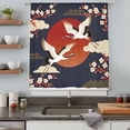 thumbnail image 4 of Japanese Style Sheer Curtains 54 Inches Long, Modern Cranes Cherry Flower Wave Red Blue Light Filering Curtains, Breathable Simi Curtain Privacy Drapes for Kitchen Bathroom Small Window Treatment, 4 of 9