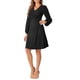 thumbnail image 4 of Vestido midi A-Line Inspire Chic para mujer, vestido de cuello en V texturizado con cruce, talla XS, negro, 4 of 6