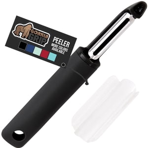 Gorilla Grip Vegetable Peeler, Stainless Steel, Black