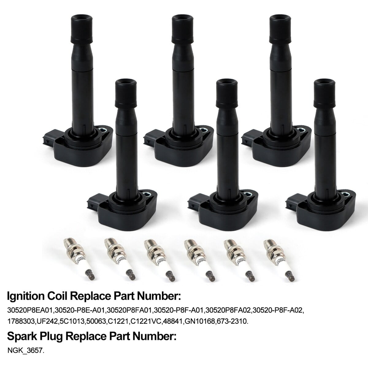 POLARPRA Ignition Coil & Iridium Spark Plug Set, 6pcs for Honda Accord, Odyssey, Acura UF242