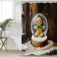 thumbnail image 2 of Christmas Shower Curtains for Bathroom Waterproof Fabric Bath Curtains Decor Bath Tub Curtain Rustic Snowy Farmhouse Cottage Brown Decorative Shower Curtain Sets with 12 Hooks, 72x72 Inch, 2 of 6