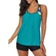 thumbnail image 3 of Tankini con tirantes y espalda en T para mujer, estampado a rayas, con pantalones cortos Adepaton LRWJ305-8, 3 of 7