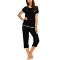 thumbnail image 2 of MINTLIMIT Women's Short Sleeve Tops and Capri Pants Solid Pajama Sets, 2 of 4