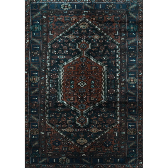 Ahgly Company Indoor Rectangle Persian Light Blue Traditional Area Rugs, 6' x 9'