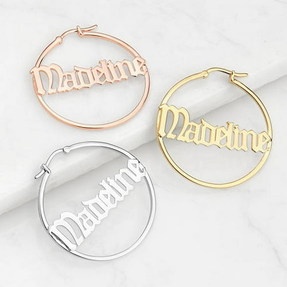 Personalized Planet Women's Old English Name Hoop - Medium