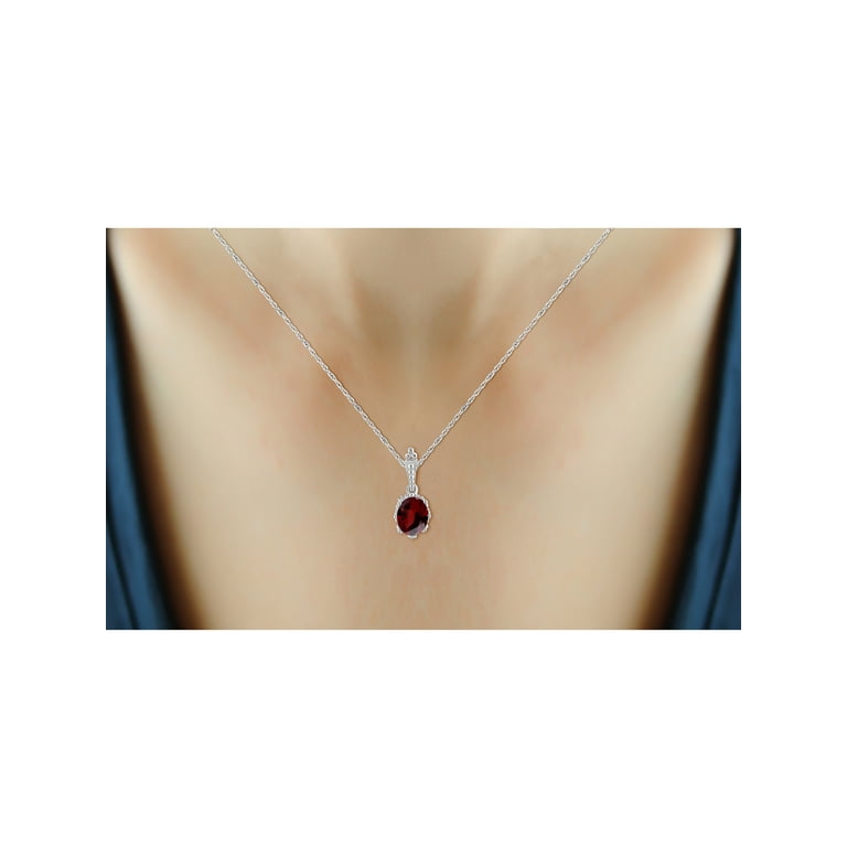 Stunning 925 2024 Sterling Silver Garnet Necklace