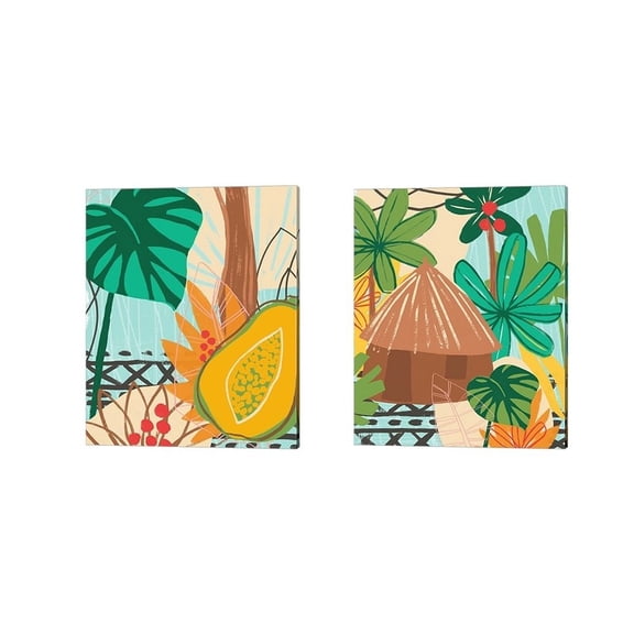 Metaverse June Erica Vess 'Graphic Jungle C' Canvas Art (Set of 2)